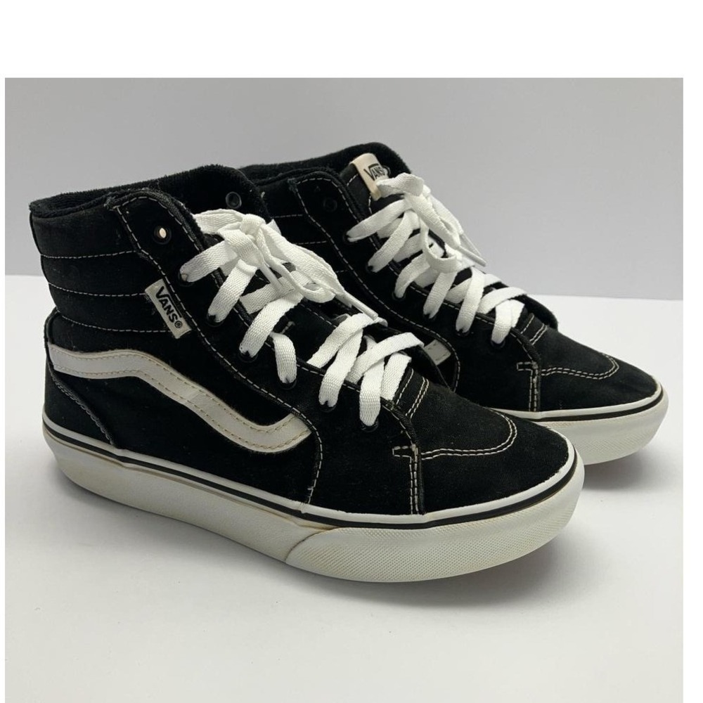 Vans Sk8-Hi High Top Sneakers Black White Canvas Suede Missy 4.0 VN000D5IB8C1